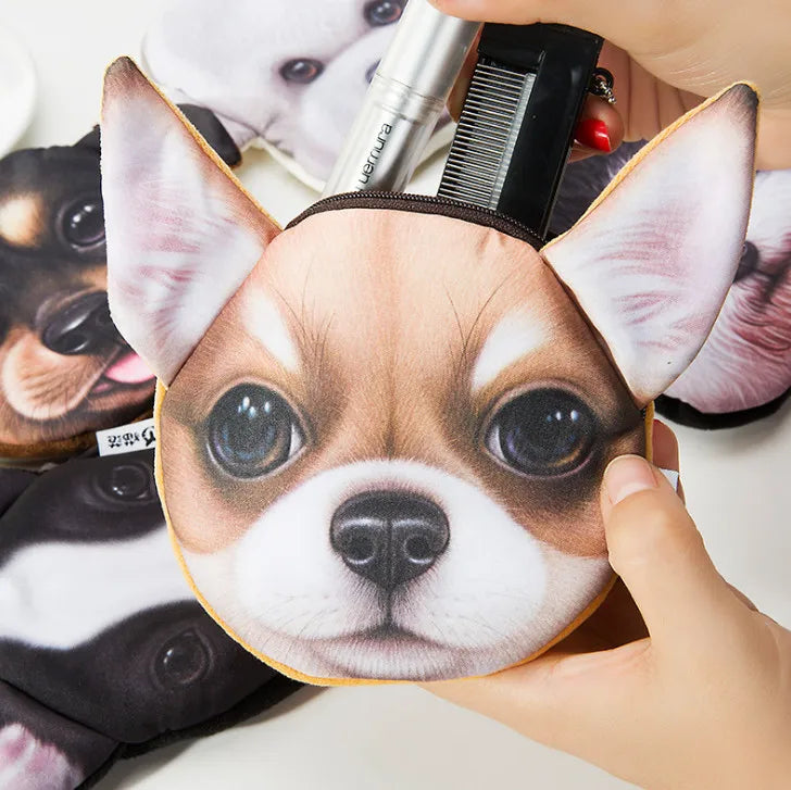 3D wallet zipper dog coin purse