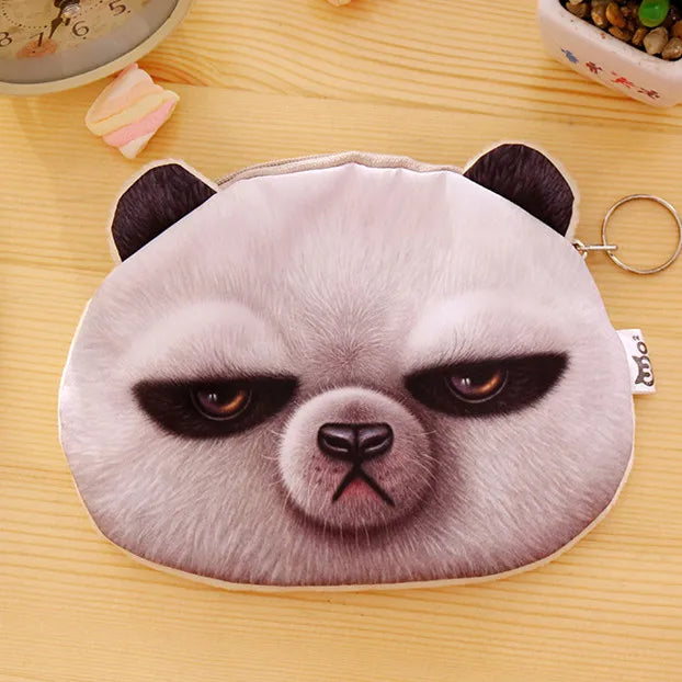 3D wallet zipper dog coin purse