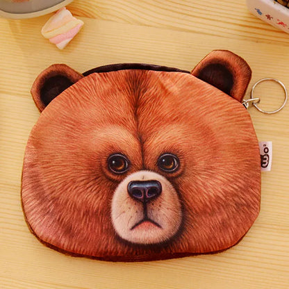 3D wallet zipper dog coin purse