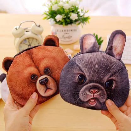 3D wallet zipper dog coin purse