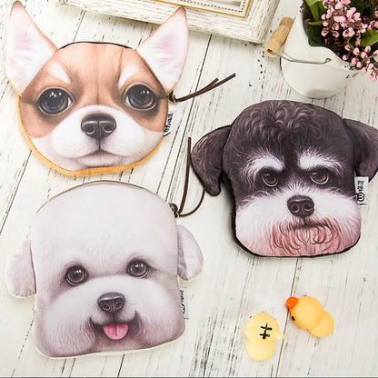 3D wallet zipper dog coin purse