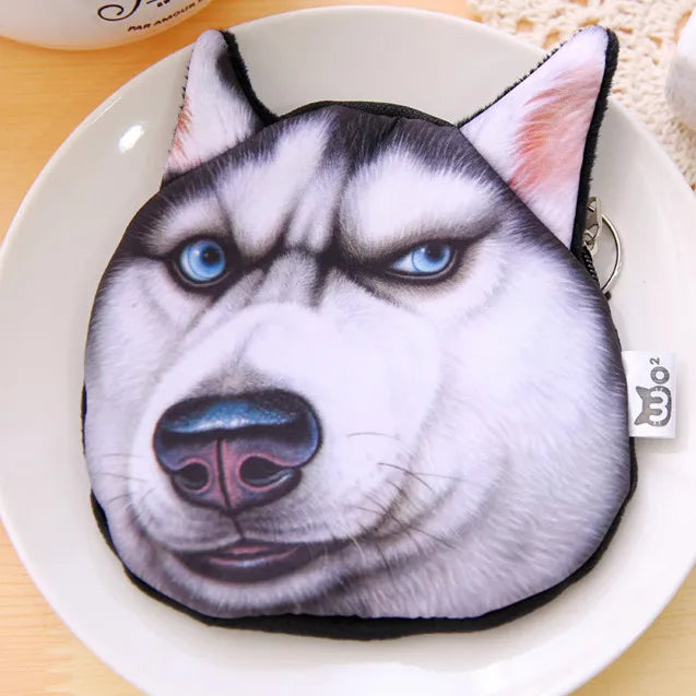 3D wallet zipper dog coin purse