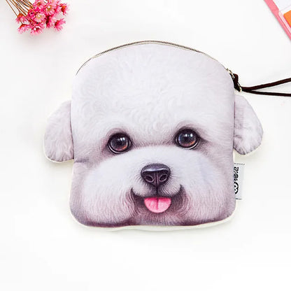 3D wallet zipper dog coin purse