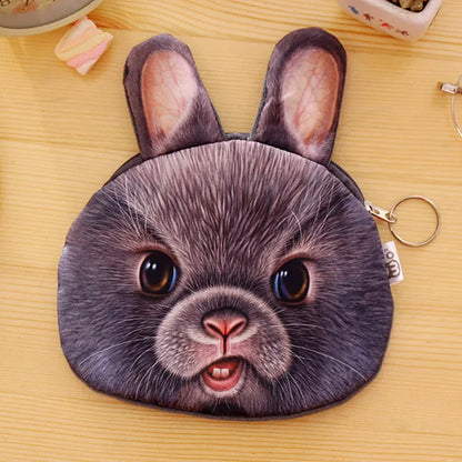 3D wallet zipper dog coin purse