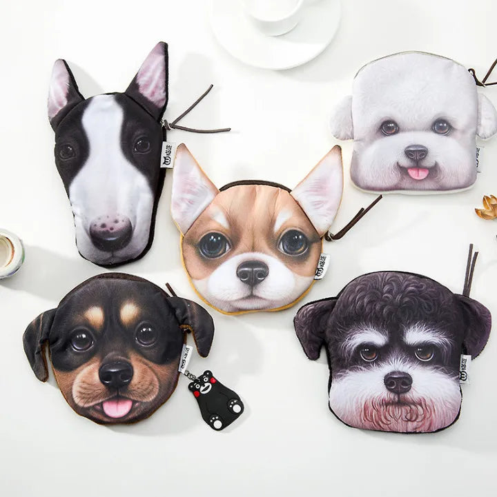 3D wallet zipper dog coin purse