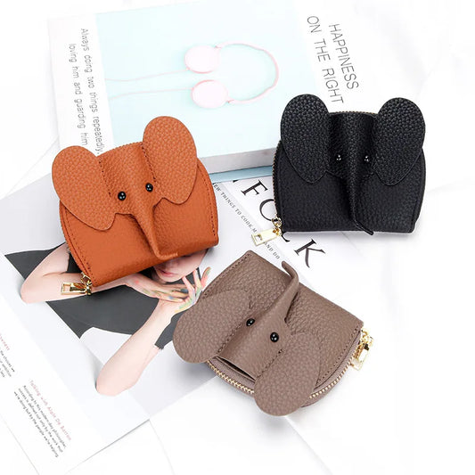 Women Genuine Cow Leather Elephant Shape Wallet