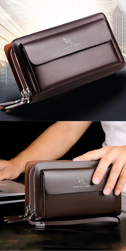 Men's Clutch Bag PU Leather Zipper Wallet