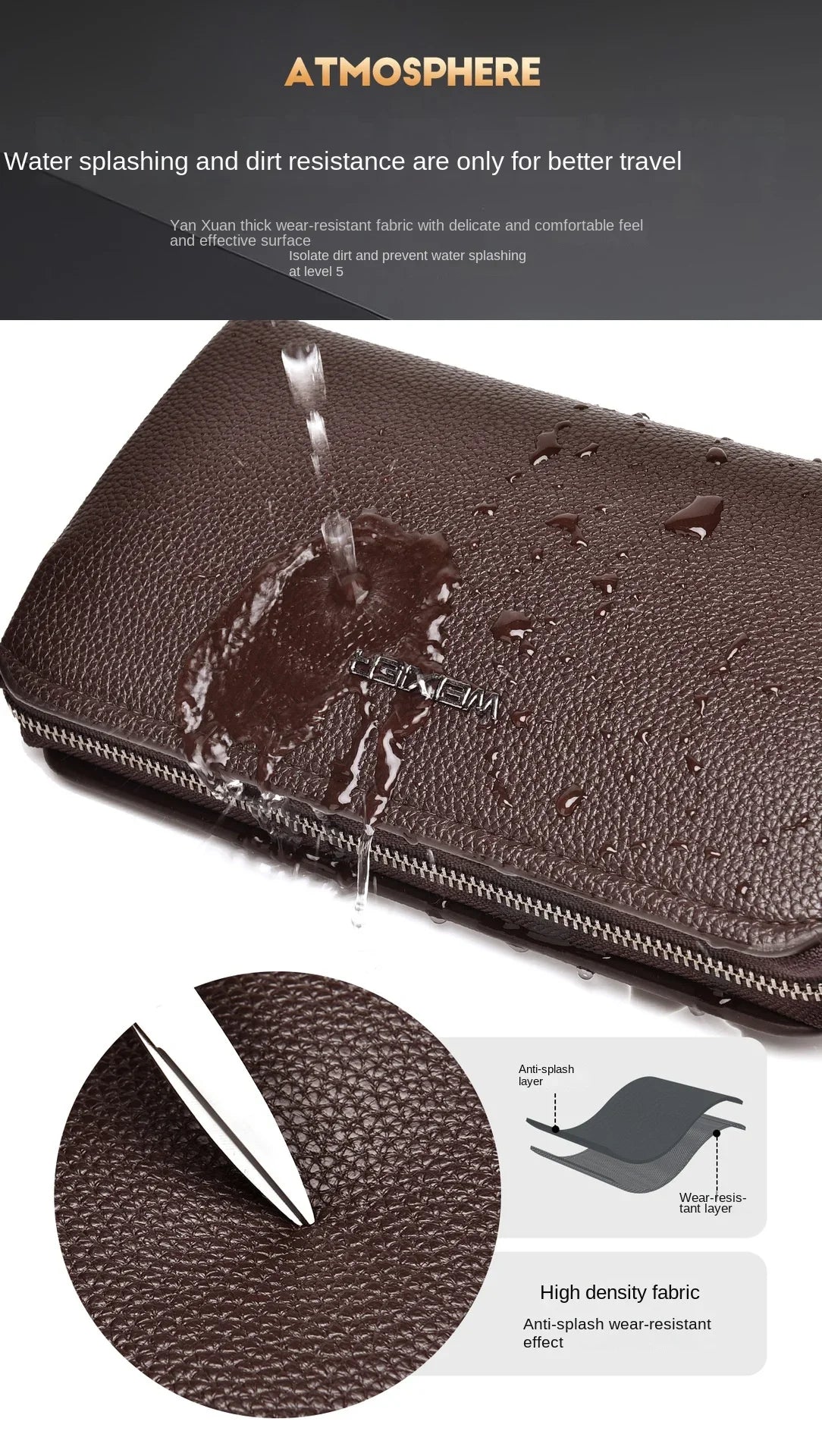 Men's clutch purse PU Leather Phone Bag