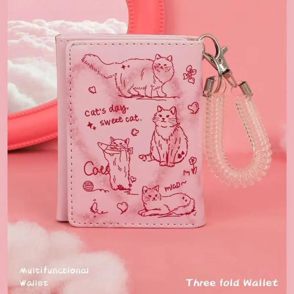 Cat Leather Wallet Card Holder & Coin Purse