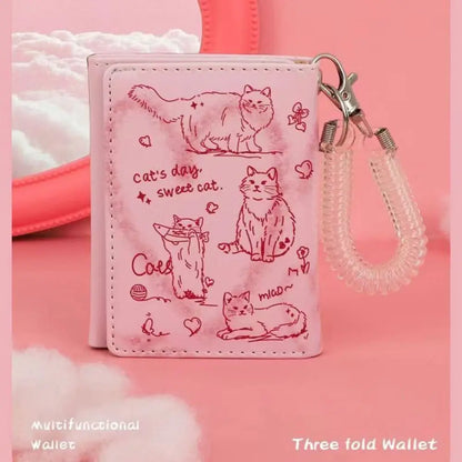 Cat Leather Wallet Card Holder & Coin Purse