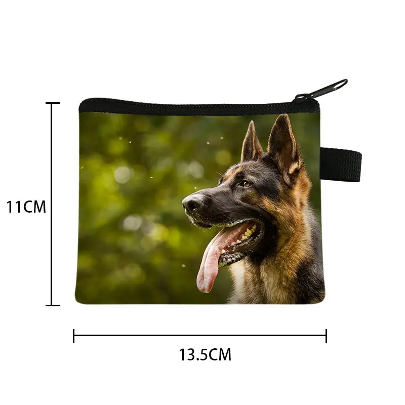 Dog Print Coin Purse – German Shepherd & Husky Card Holder Wallet