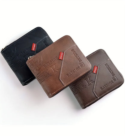 Men's Wallet Made of PU Wax Oil Leather