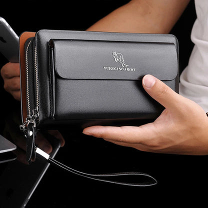 Men's Clutch Bag PU Leather Zipper Wallet