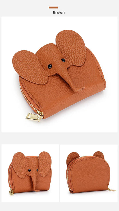 Women Genuine Cow Leather Elephant Shape Wallet