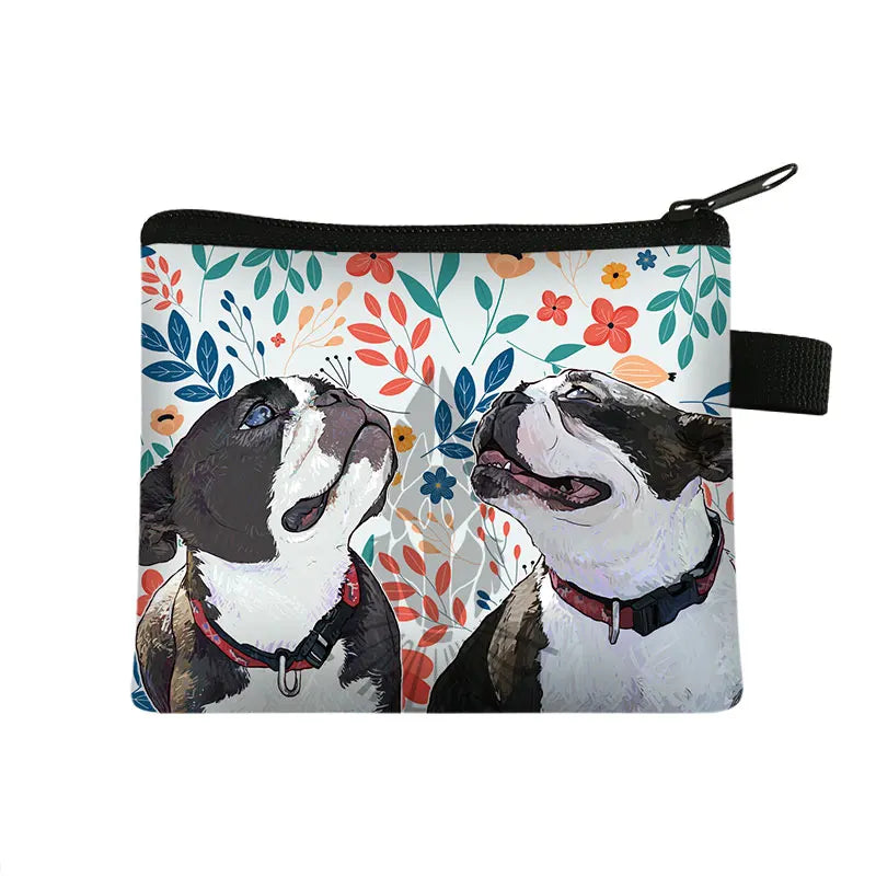 Floral Coin Purse Puppy Print Clutch