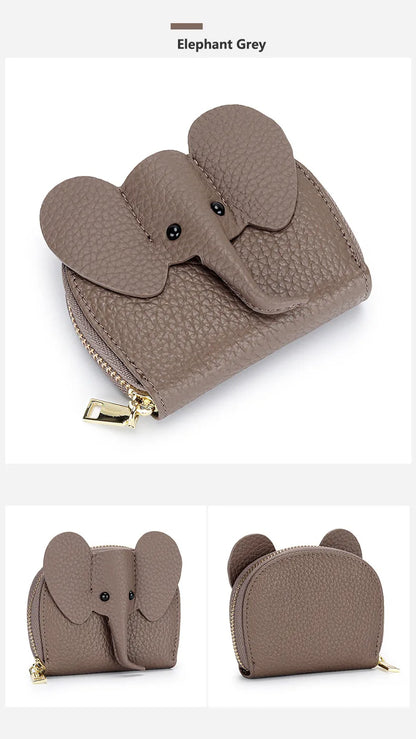 Women Genuine Cow Leather Elephant Shape Wallet