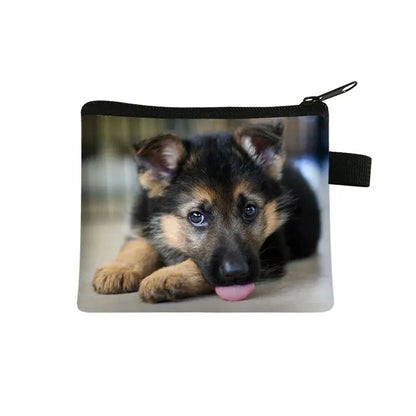 Dog Print Coin Purse – German Shepherd & Husky Card Holder Wallet