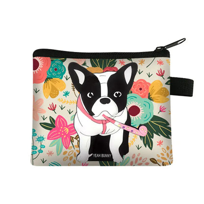 Floral Coin Purse Puppy Print Clutch