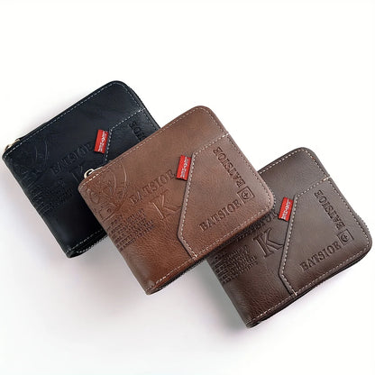 Men's Wallet Made of PU Wax Oil Leather