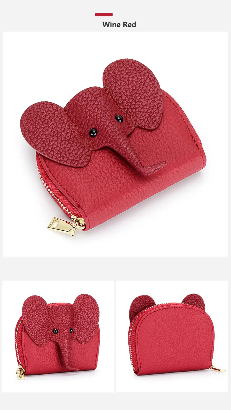 Women Genuine Cow Leather Elephant Shape Wallet