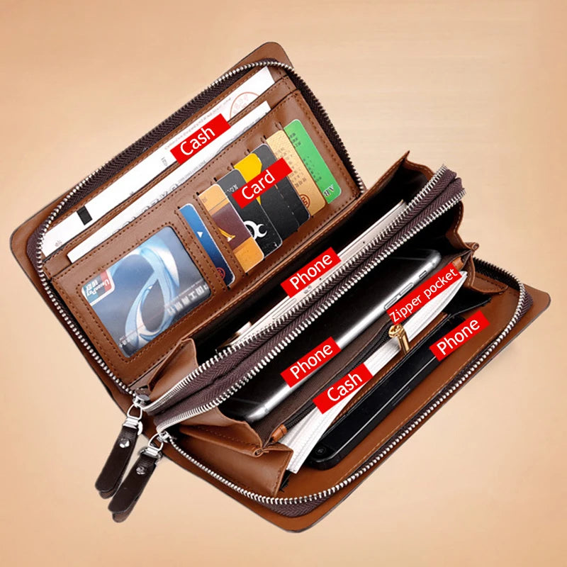 Men's Clutch Bag PU Leather Zipper Wallet