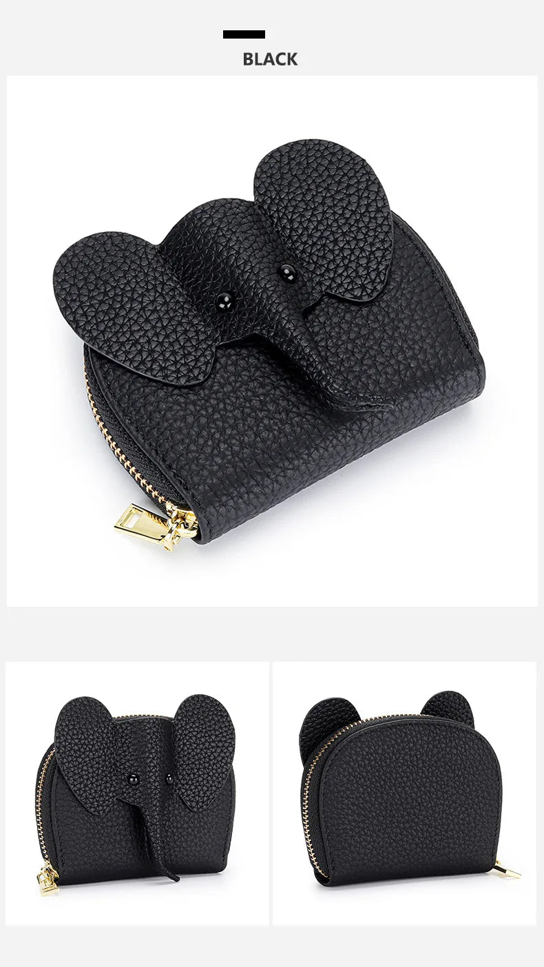 Women Genuine Cow Leather Elephant Shape Wallet