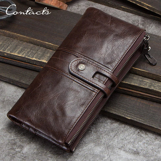 CONTACT'S Genuine Leather Long Wallets for Men