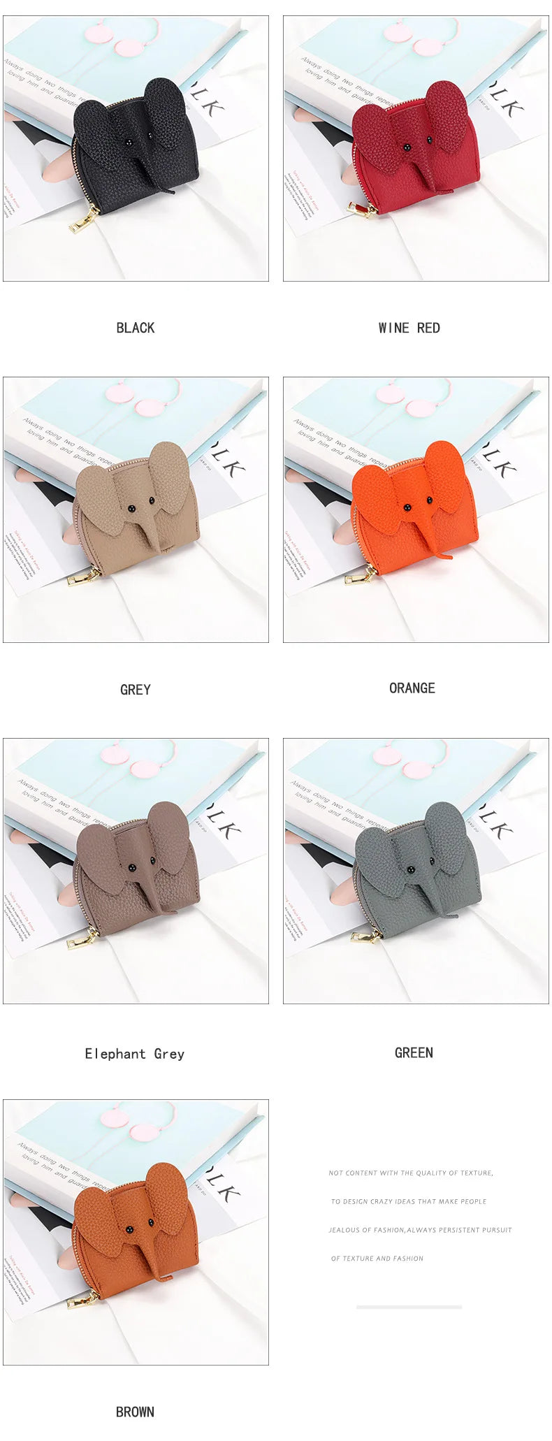 Women Genuine Cow Leather Elephant Shape Wallet