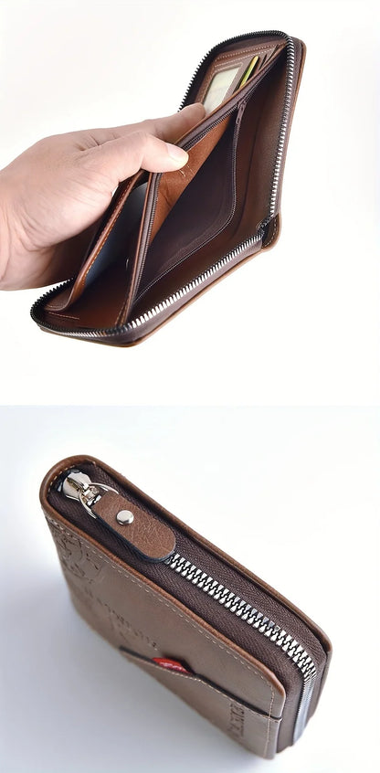 Men's Wallet Made of PU Wax Oil Leather