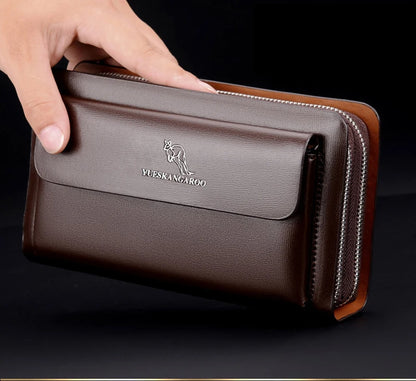 Men's Clutch Bag PU Leather Zipper Wallet