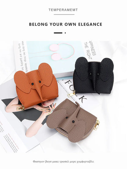 Women Genuine Cow Leather Elephant Shape Wallet