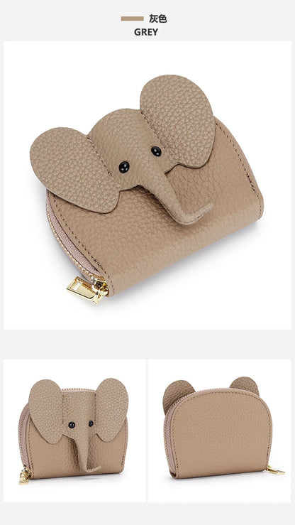 Women Genuine Cow Leather Elephant Shape Wallet