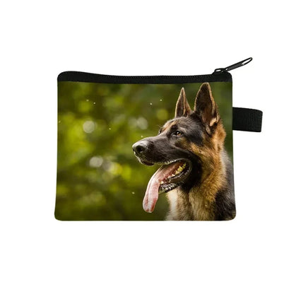 Dog Print Coin Purse – German Shepherd & Husky Card Holder Wallet