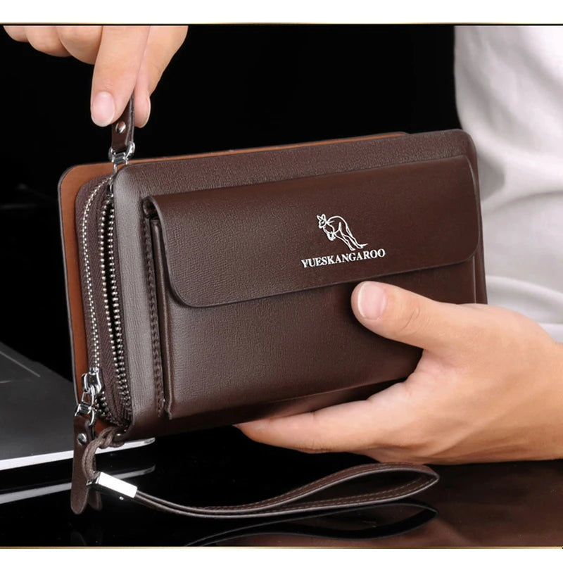 Men's Clutch Bag PU Leather Zipper Wallet