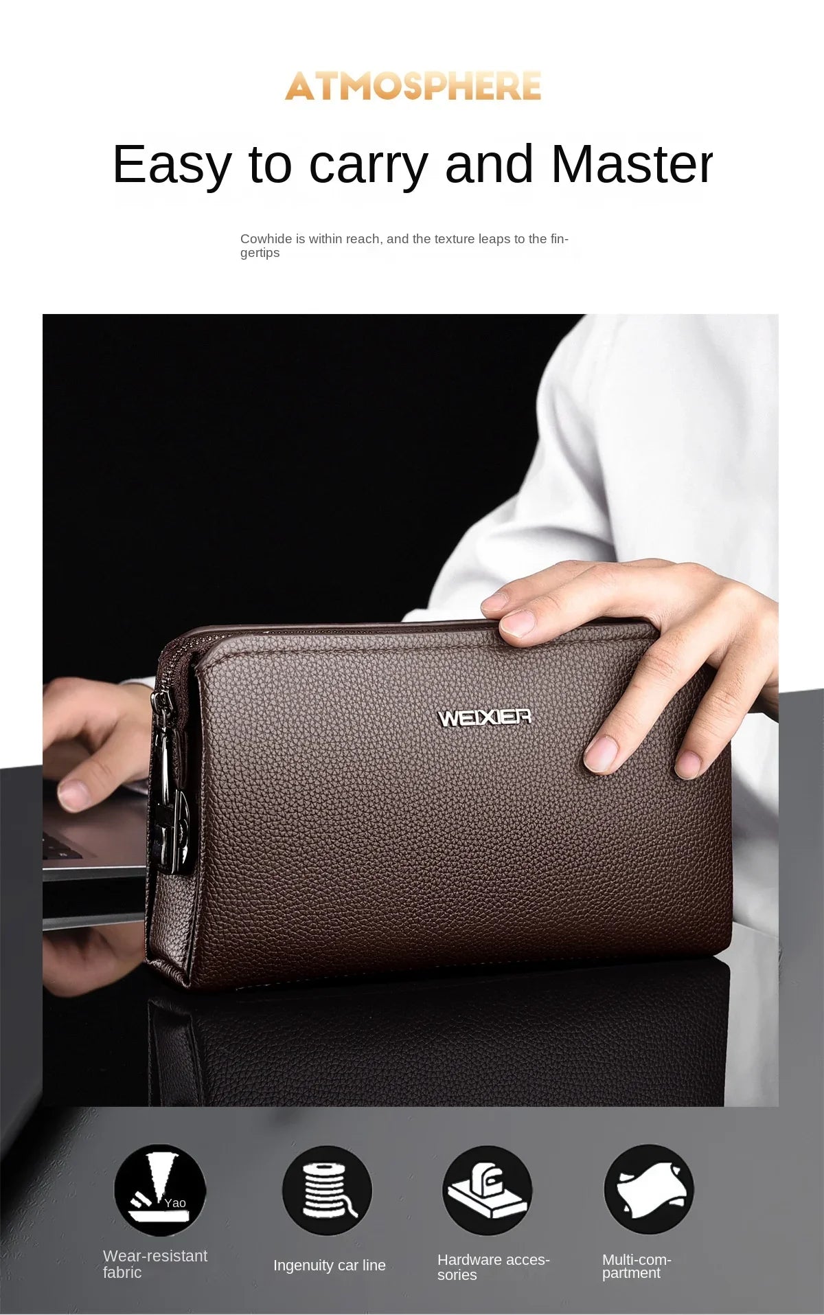 Men's clutch purse PU Leather Phone Bag