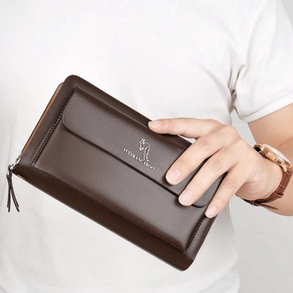 Men's Clutch Bag PU Leather Zipper Wallet