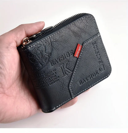 Men's Wallet Made of PU Wax Oil Leather