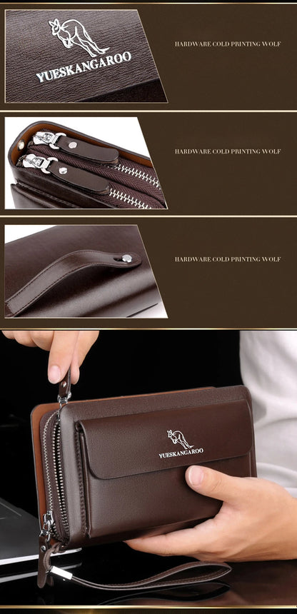 Men's Clutch Bag PU Leather Zipper Wallet