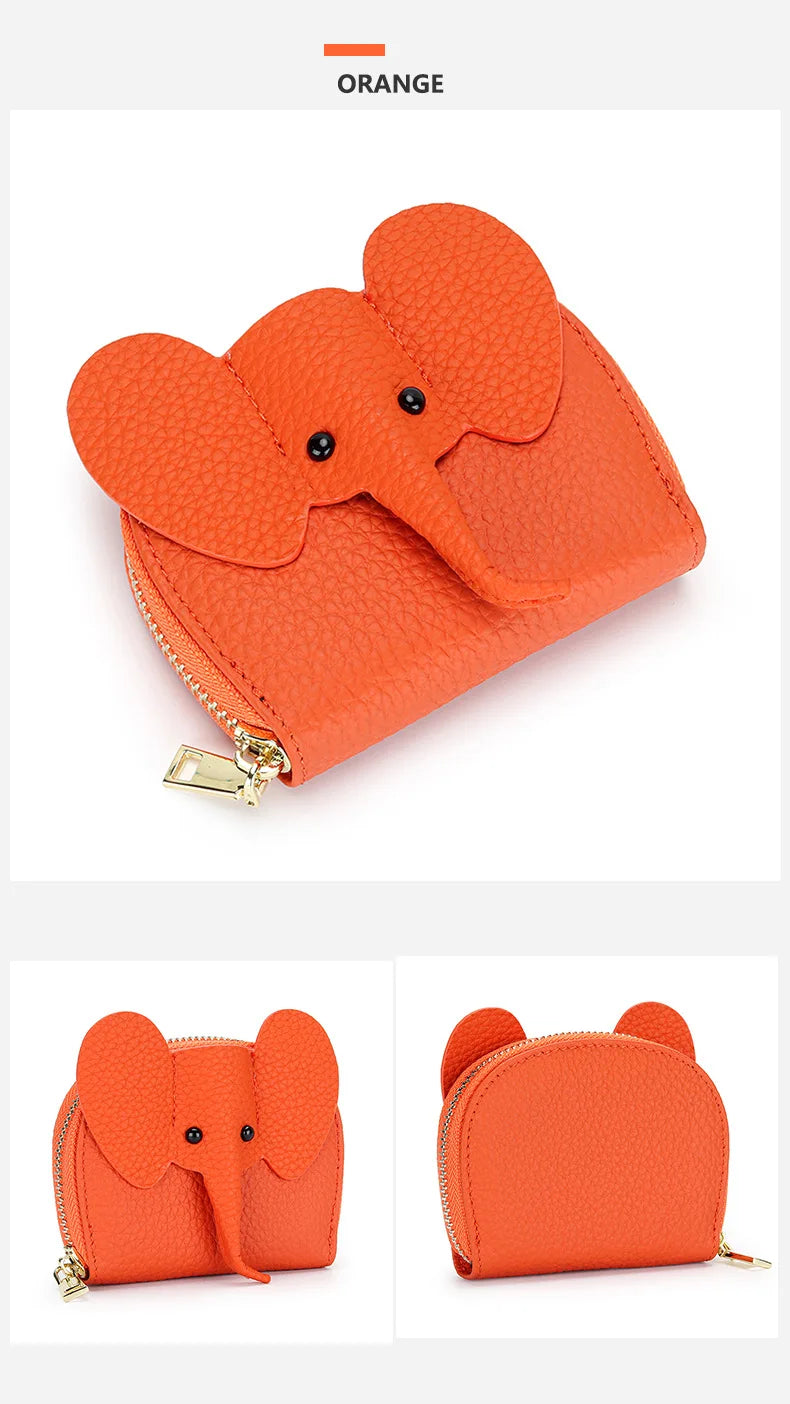 Women Genuine Cow Leather Elephant Shape Wallet