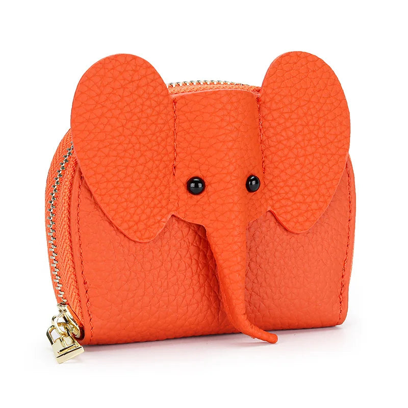 Women Genuine Cow Leather Elephant Shape Wallet