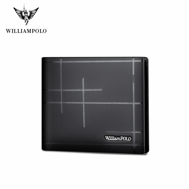 WILLIAMPOLO Luxury Brand Men Wallet Genuine Leather Bifold Wallet